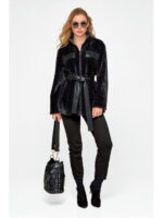 Пальто-рубашка из эко альпаки черная