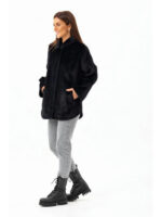 Короткое пальто из альпаки черное