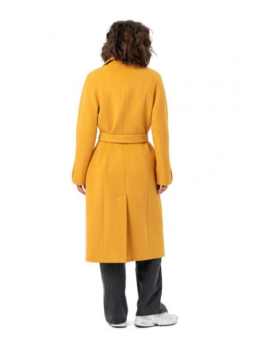 Пальто из шерстяной ткани желтое — изображение 8