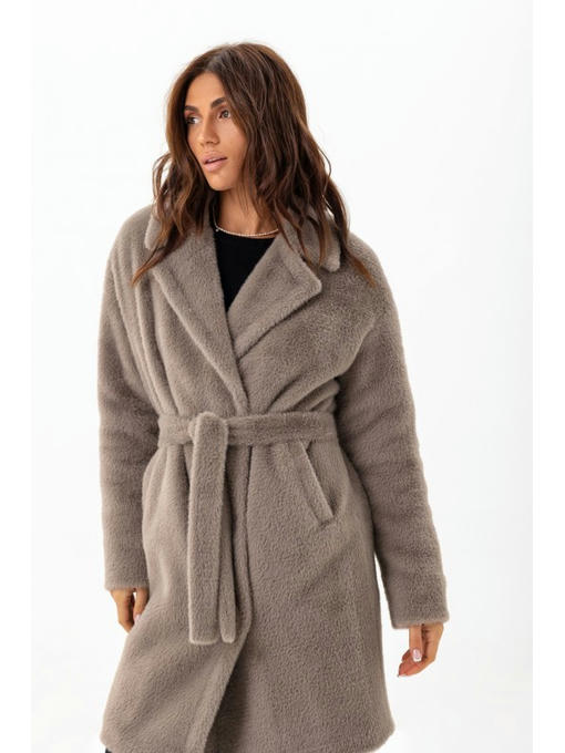 Утепленная шуба из эко альпаки капучино — изображение 3