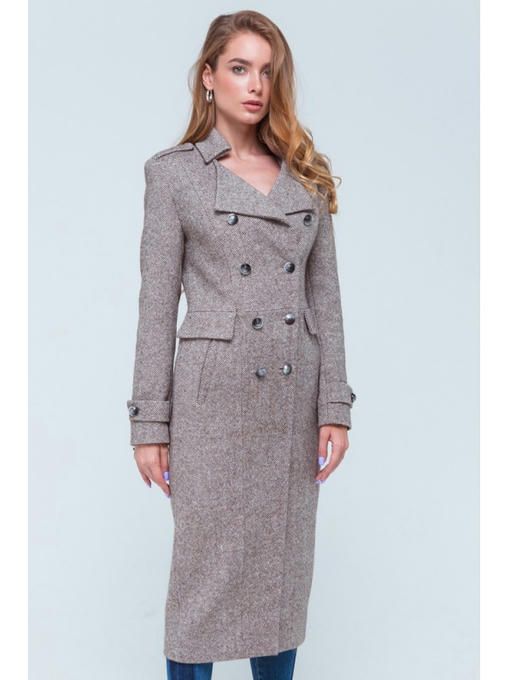 Длинное твидовое пальто бежевое — изображение 2