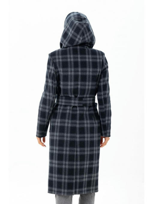 Длинное пальто с капюшоном синее — изображение 7