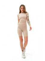 Футболка в рубчик бежевая