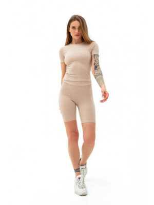 Футболка в рубчик бежевая