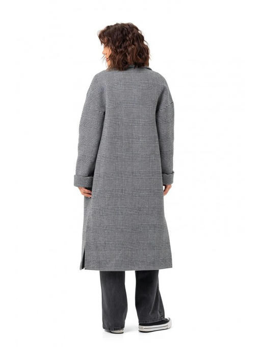 Пальто в клеточку черное — изображение 8