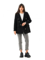 Двуборный пиджак из французского твида черный