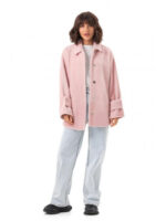 Короткое пальто из альпаки розовое