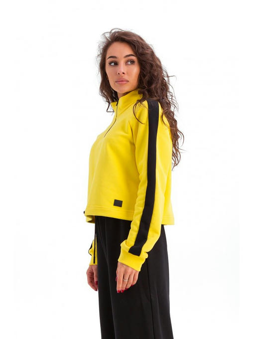 Кроп кофта из трехнити желтая — изображение 3