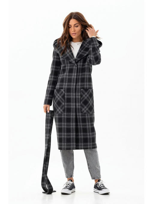 Длинное пальто с капюшоном черное — изображение 3