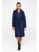 Пальто букле темно-синее