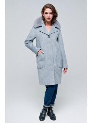 Утепленное пальто серое