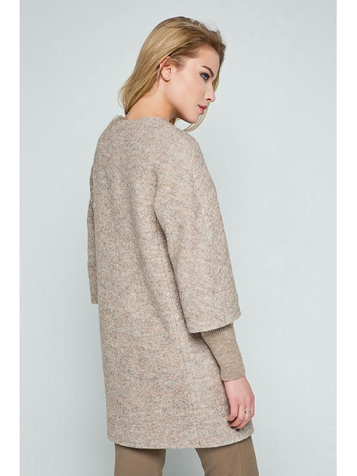 Пальто с шарфом бежевое — изображение 4