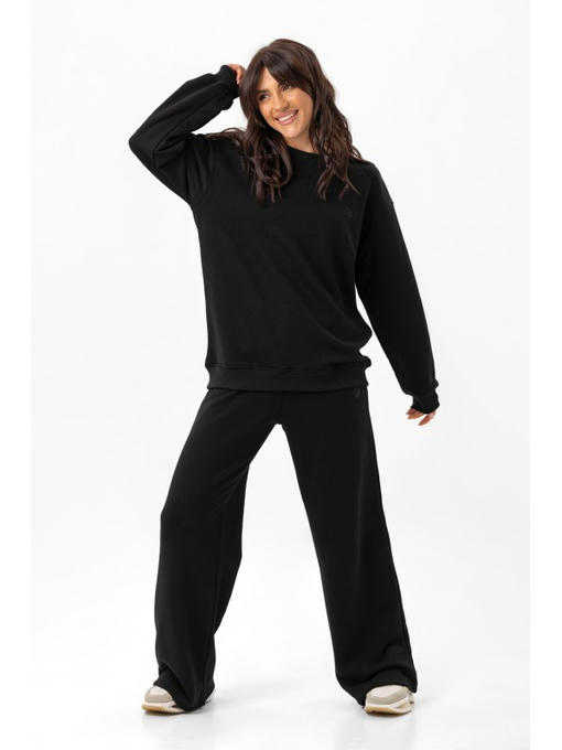 Стильный однотонный свитшот черный — изображение 5