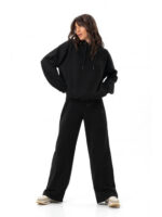 Длинное худи с капюшоном черное