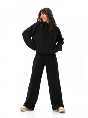 Длинное худи с капюшоном черное