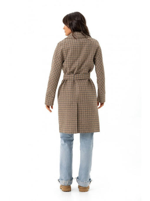 Двубортное шерстяное пальто коричневое — изображение 9