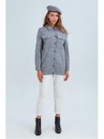 Удлиненный бомбер серый