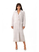 Утепленное пальто с принтом бежевое лапка