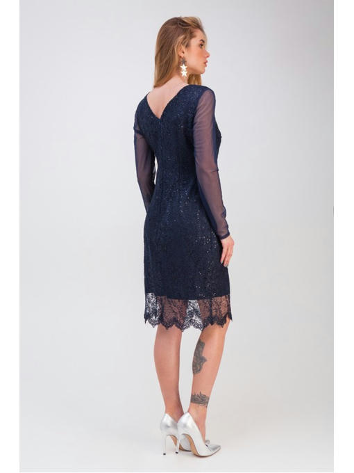 Вечернее платье с гипюром синее — изображение 4