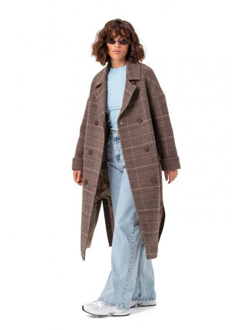 Пальто в клеточку кофе — изображение 4