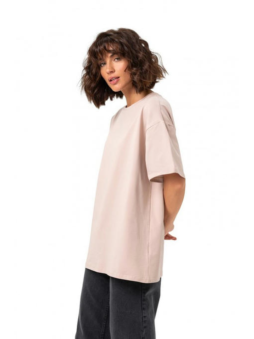 Базовая оверсайз футболка бежевая — изображение 5