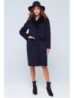 Пальто с норкой синее