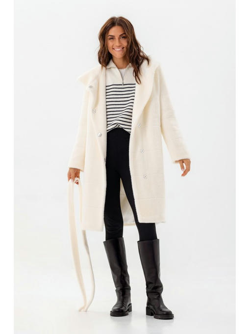 Утепленная шубка с капюшоном белая — изображение 5