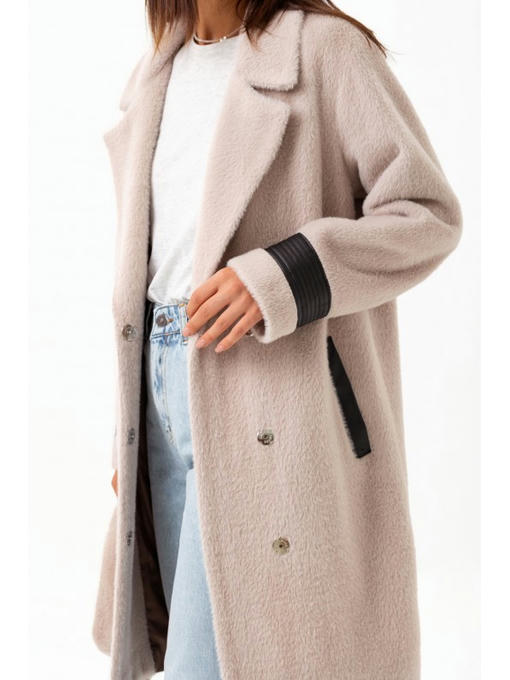 Осеннее пальто из альпаки бежевое — изображение 3