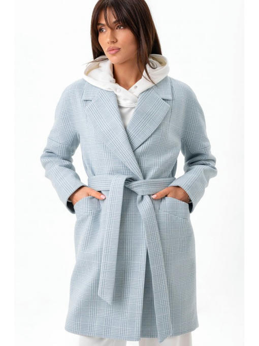 Утепленное пальто оверсайз голубое — изображение 3