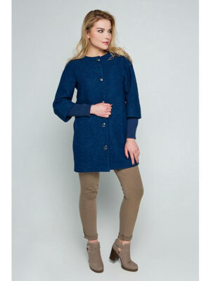 Пальто с шарфом морская волна