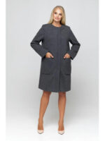 Полномерное пальто из трикотажа темно-серое