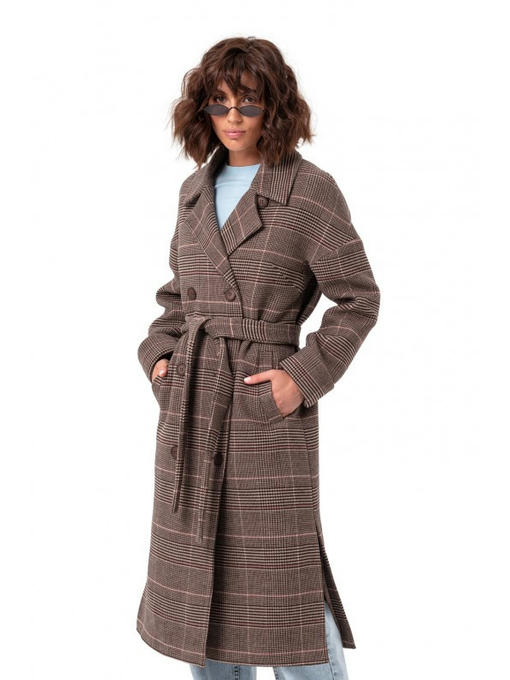 Пальто в клеточку кофе — изображение 2