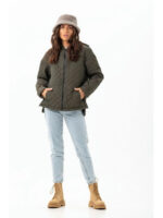 Стеганая куртка с капюшоном хаки