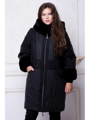 Стильное комбинированное пальто