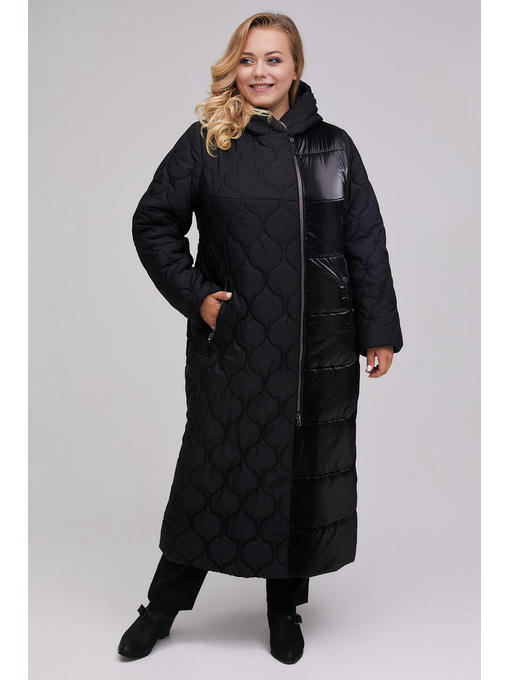 Длинное стеганное пальто