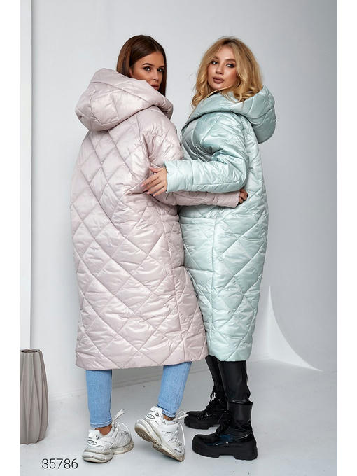 Стёганое пальто миди с объёмным капюшоном — изображение 3