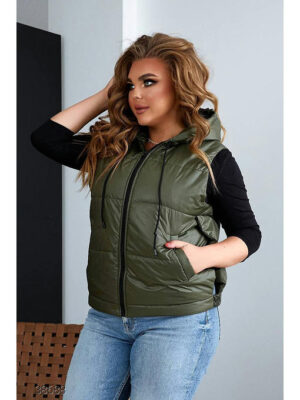 Женский жилет большого размера с капюшоном