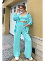 Костюм из топа, рубашки и брюк-палаццо