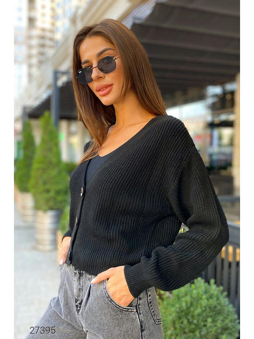 Вязаный кардиган с V-образным вырезом — изображение 4