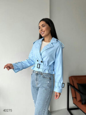 Тренч короткий из экокожи