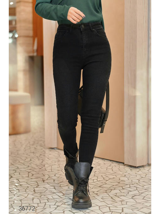 Черные джинсы скинни с завышенной талией — изображение 2