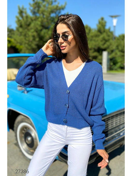 Вязаный кардиган с V-образным вырезом — изображение 3