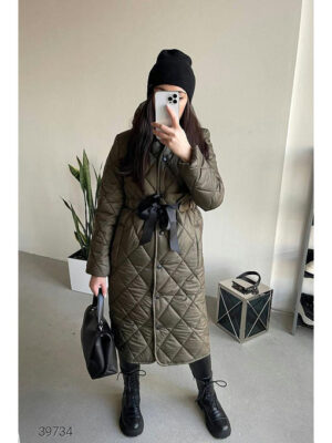 Стёганое пальто с капюшоном