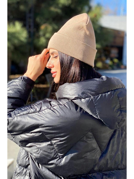 Вязанная шапка-бини с отворотом — изображение 3