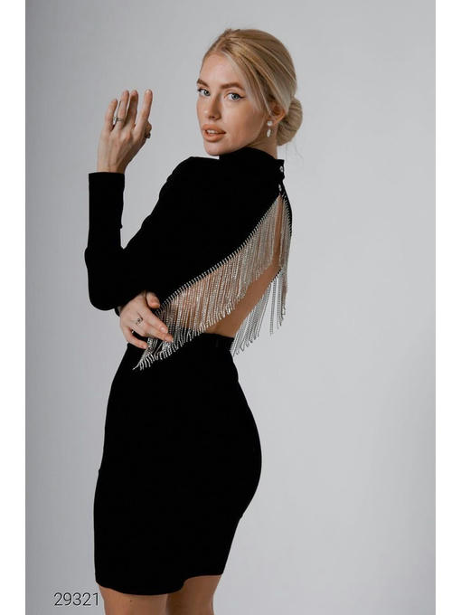 Платье с открытой спиной и отделкой бахромой — изображение 2