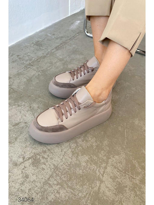 Кожаные кеды на высокой подошве — изображение 3