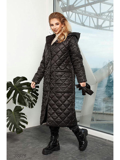 Стёганое пальто миди с капюшоном — изображение 4