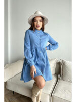 Вельветовое платье-рубашка А-силуэта