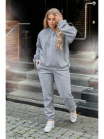 Теплый базовый женский костюм с капюшоном