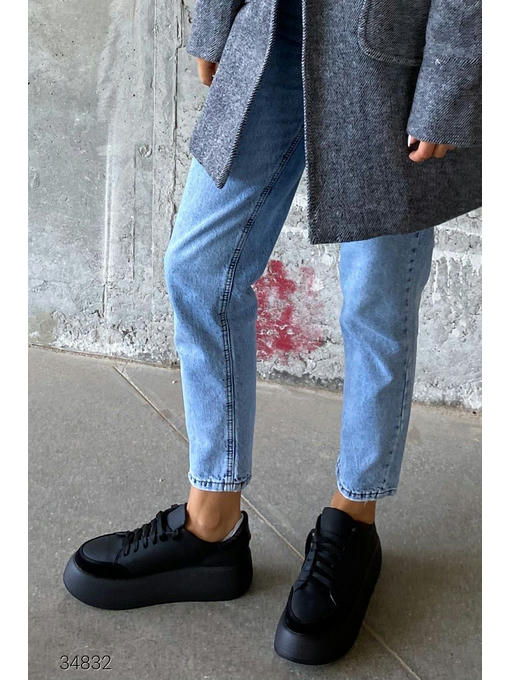 Кожаные кеды на высокой подошве — изображение 2